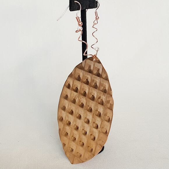 Jumbo Dangle Drop Earrings Textured Metallic To Neon Orange Ombre Plates Pierced - Picture 3 of 7